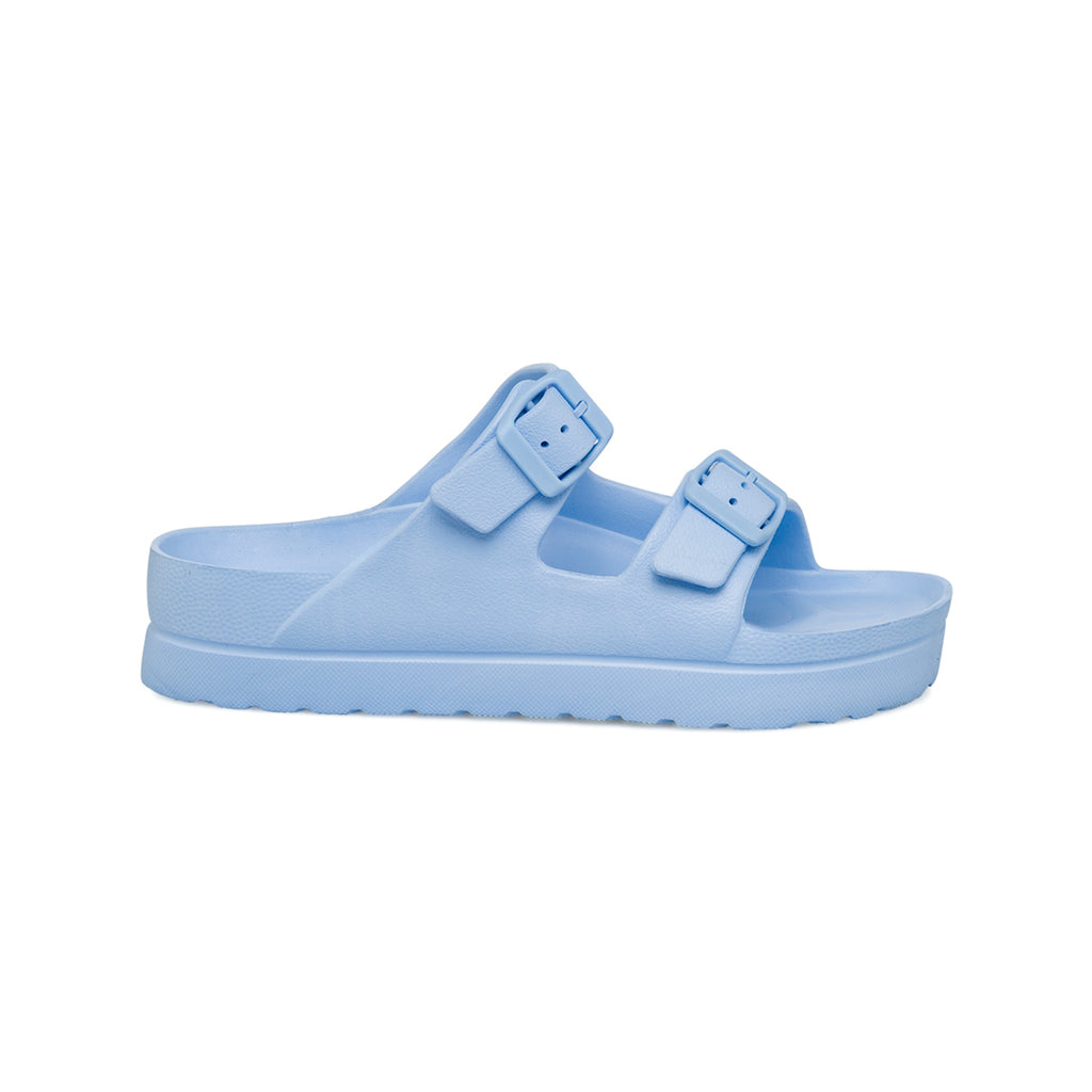 Ciabatte in gomma da donna azzurre con doppio cinturino Lora Ferres