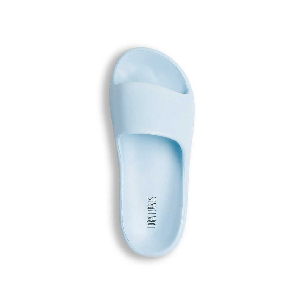 Ciabatte azzurre da donna platform con fascia Lora Ferres Moda