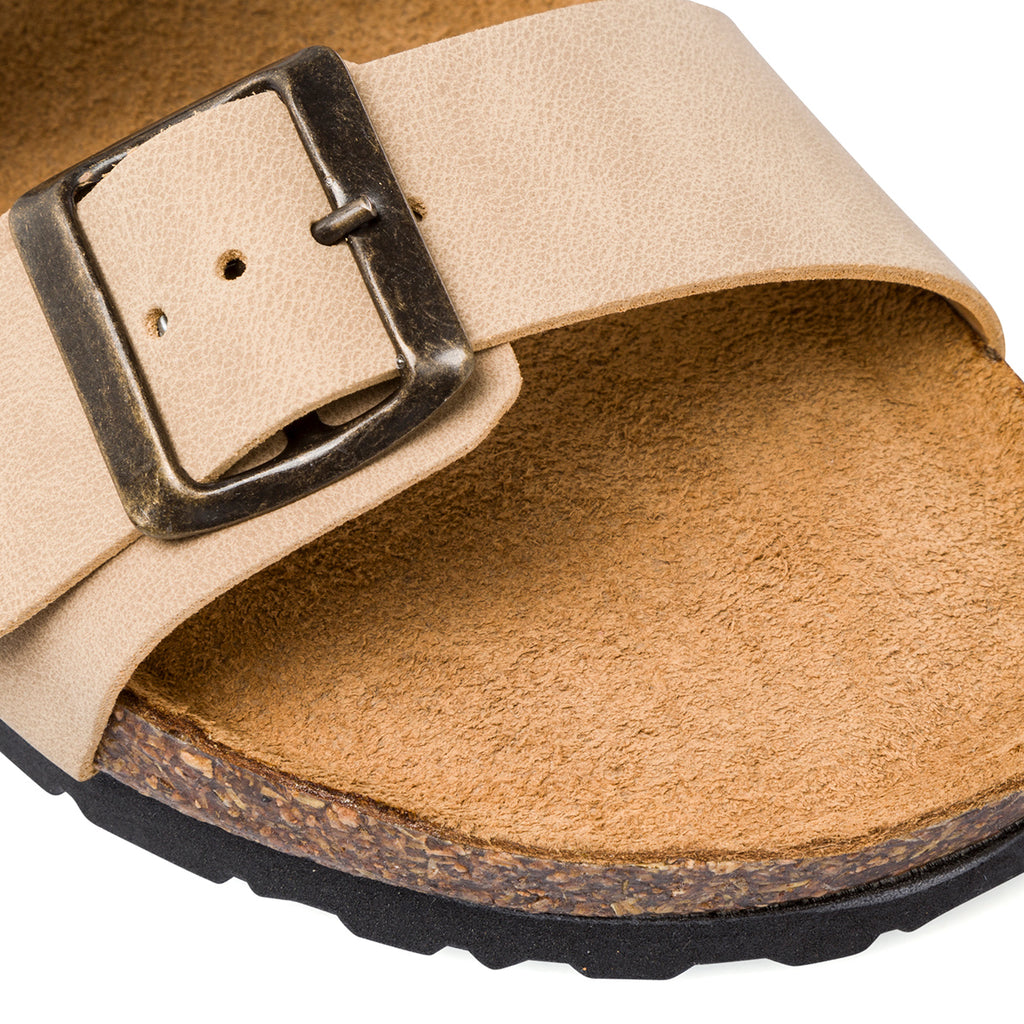 Sandali beige da donna con doppio cinturino e fibbia Italia Trend