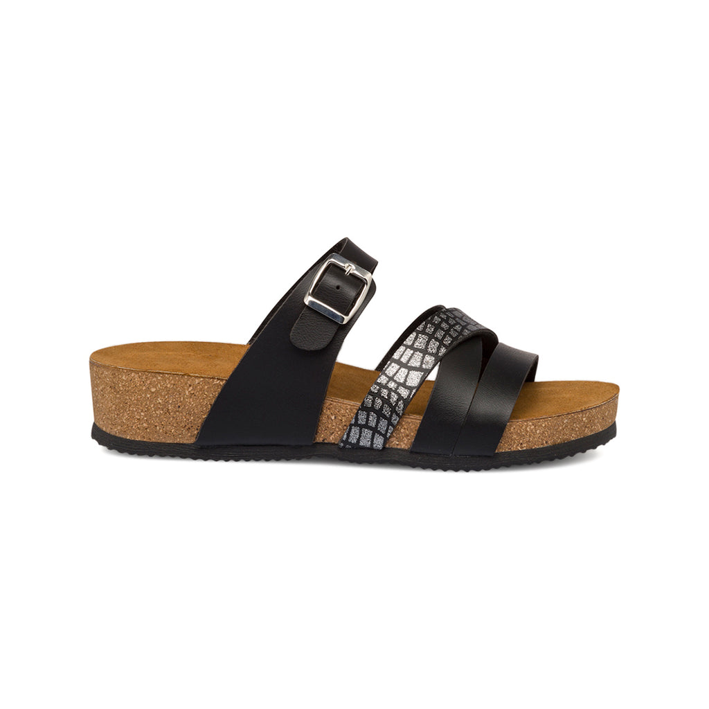 Ciabatte da donna nere con dettaglio gioiello glitter Stilrosa