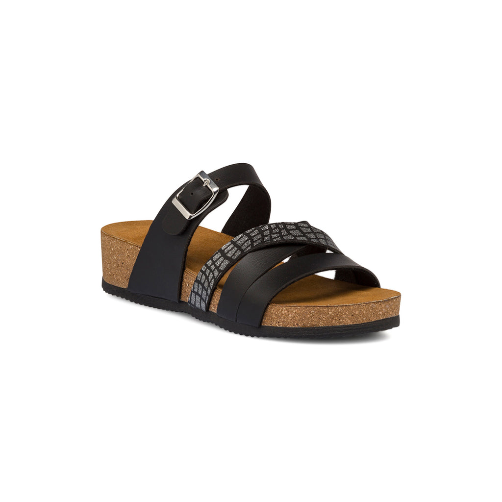 Ciabatte da donna nere con dettaglio gioiello glitter Stilrosa