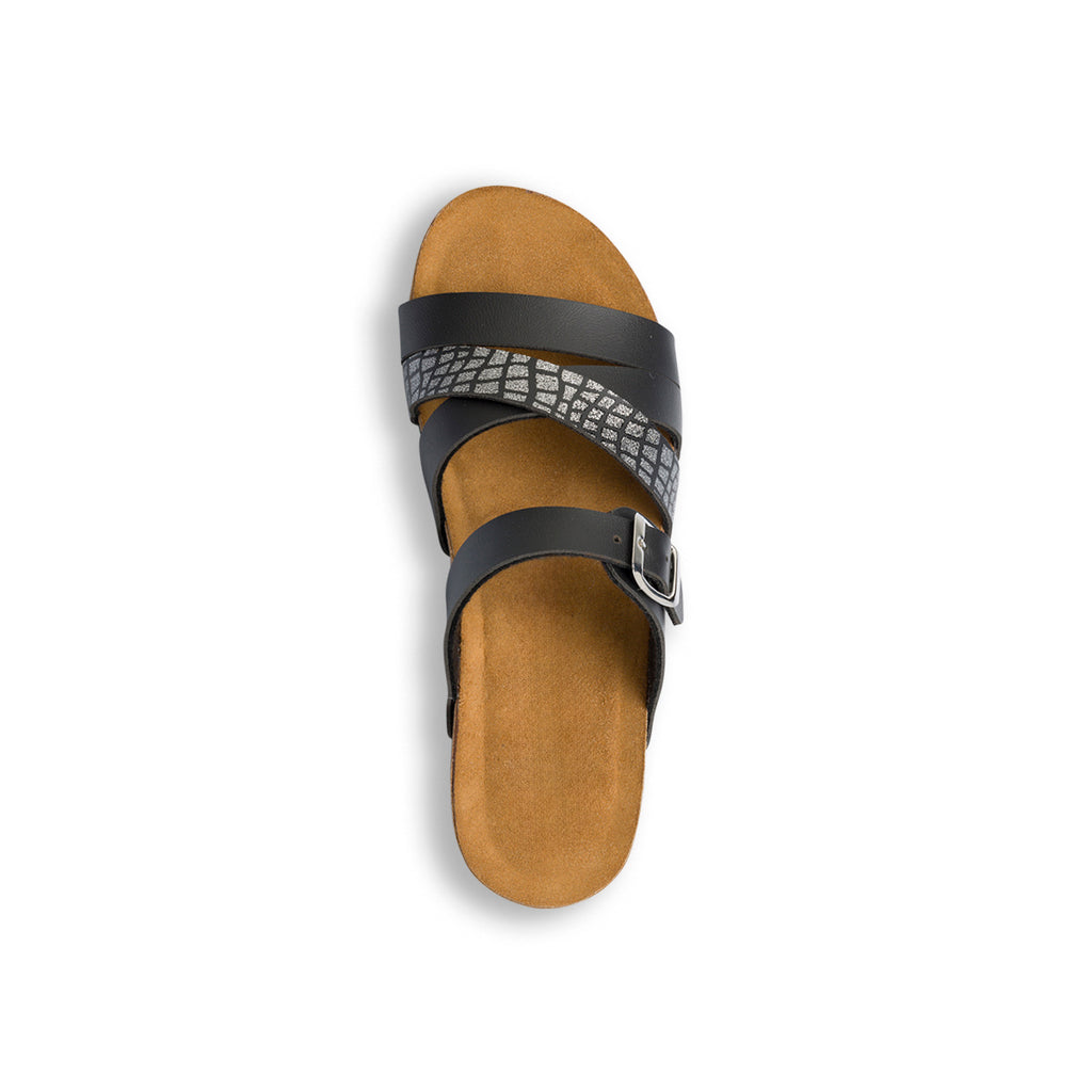 Ciabatte da donna nere con dettaglio gioiello glitter Stilrosa