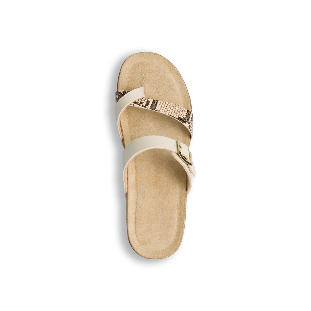 Ciabatte infradito da donna beige con dettaglio effetto pitonato Stilrosa