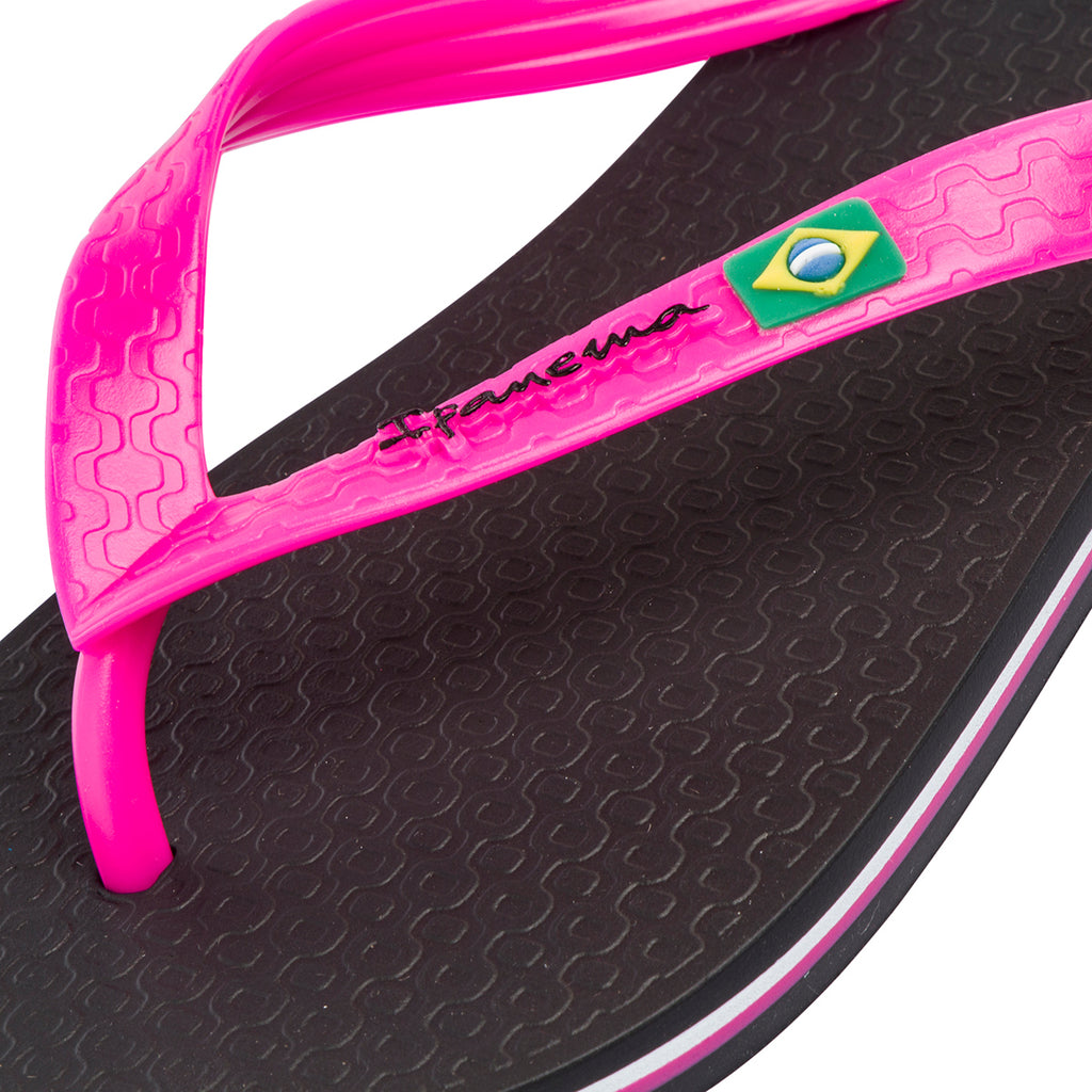 Ciabatte infradito da donna nere e fucsia con bandiera brasile Ipanema Clas Brasil II