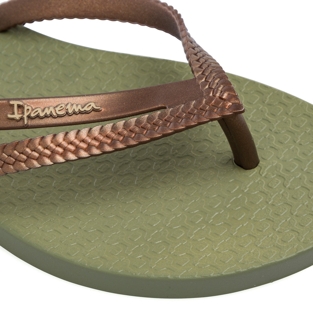 Ciabatte infradito da donna verde con dettaglio bronzo Ipanema Bossa