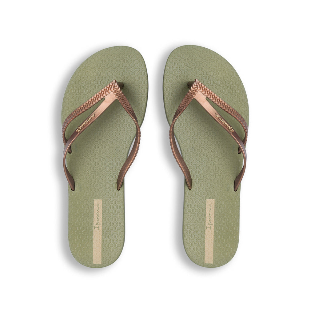 Ciabatte infradito da donna verde con dettaglio bronzo Ipanema Bossa