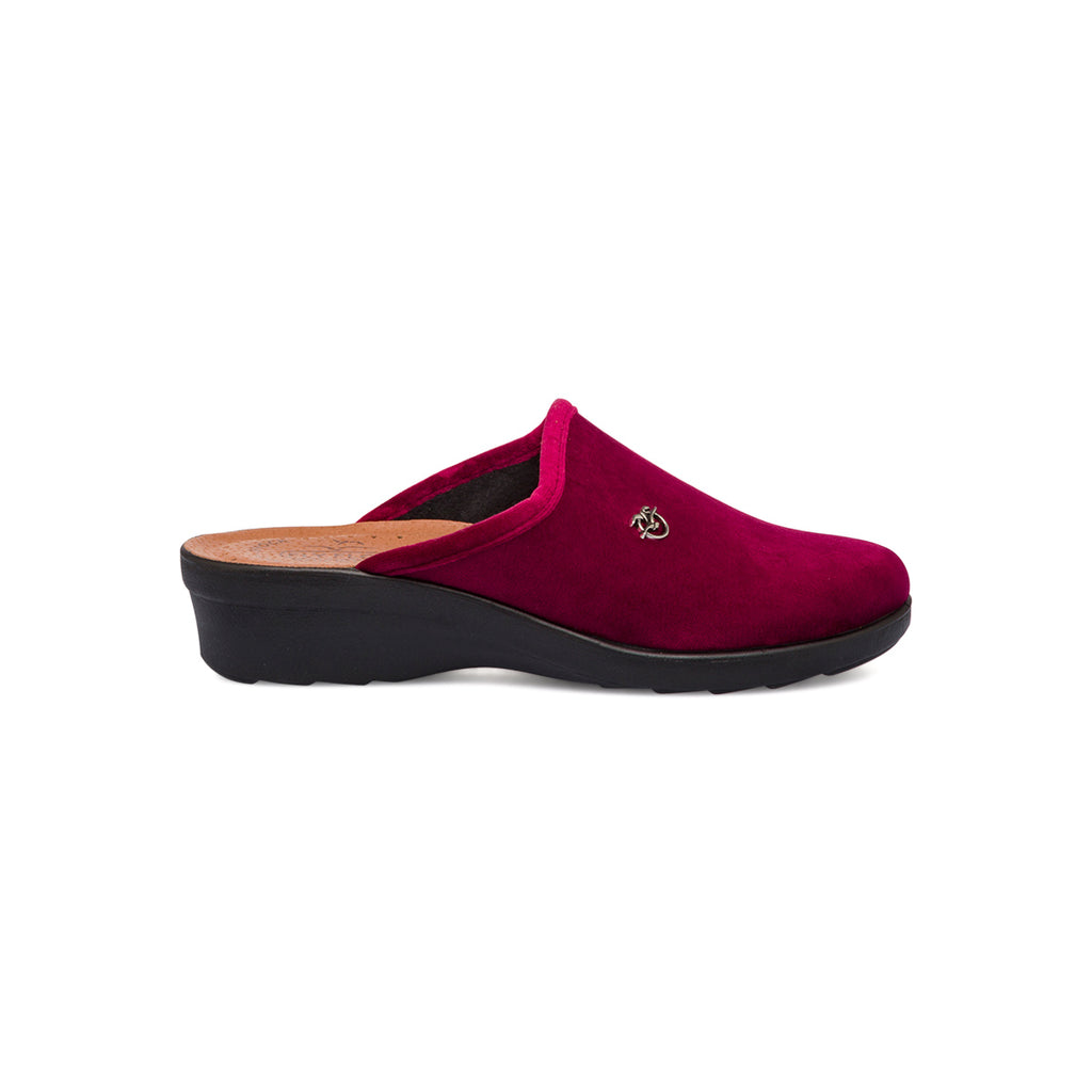 Pantofole bordeaux da Donna in pelle effetto velluto Fly Flot