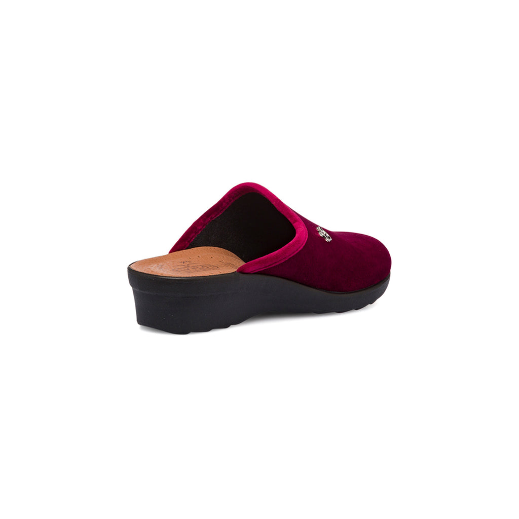 Pantofole bordeaux da Donna in pelle effetto velluto Fly Flot