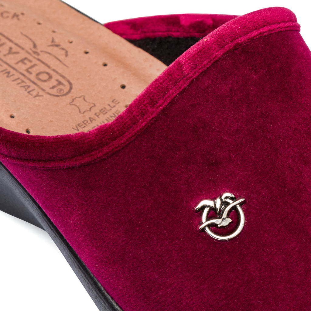 Pantofole bordeaux da Donna in pelle effetto velluto Fly Flot