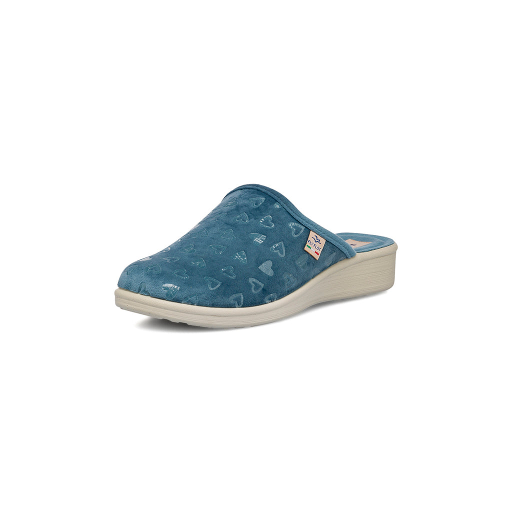 Pantofole azzurre da Donna con cuori Fly Flot