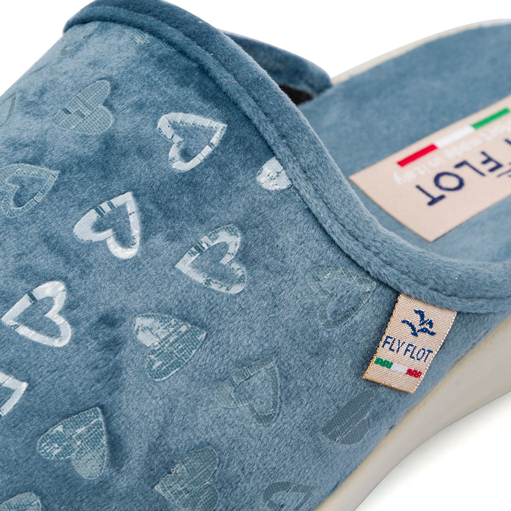 Pantofole azzurre da Donna con cuori Fly Flot
