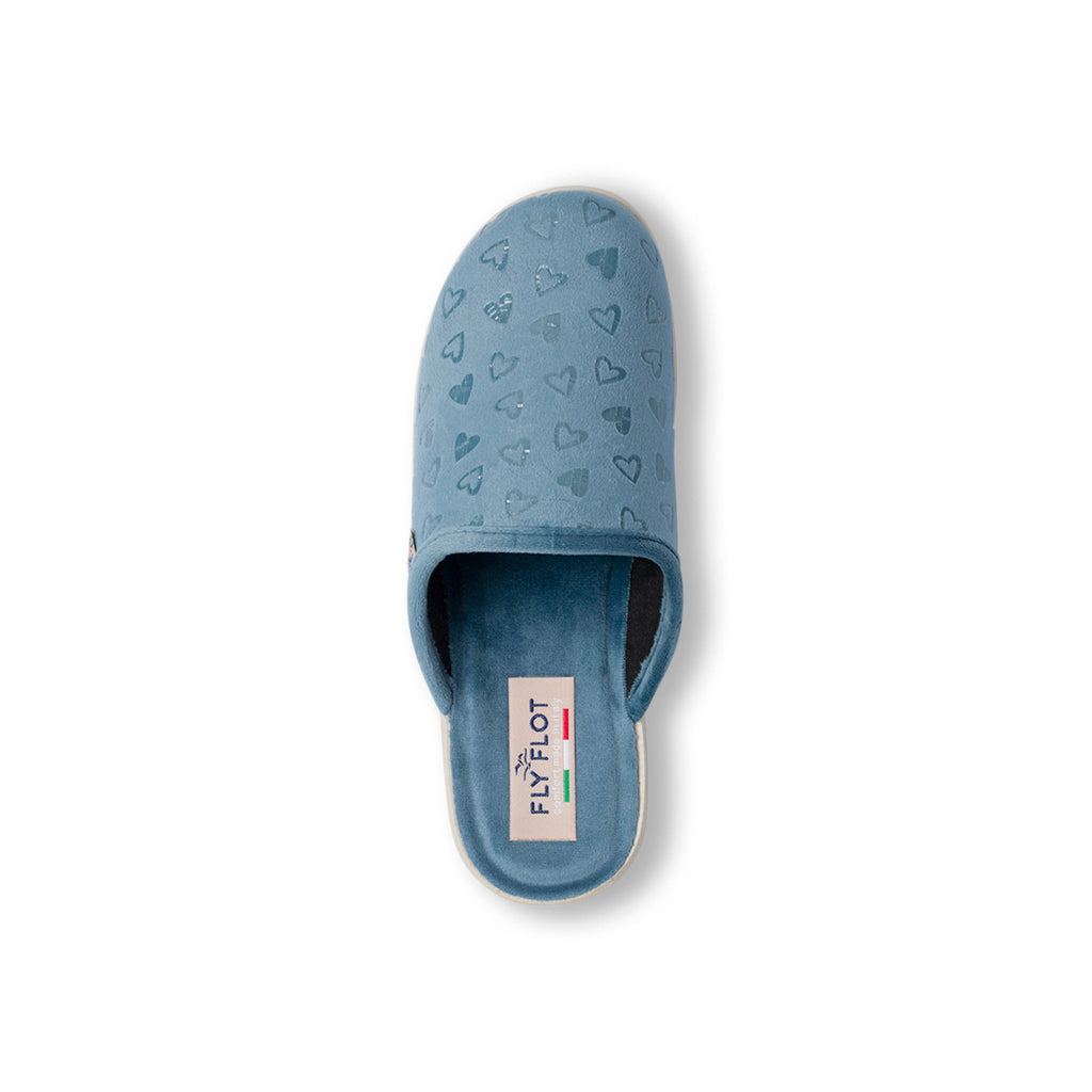 Pantofole azzurre da Donna con cuori Fly Flot