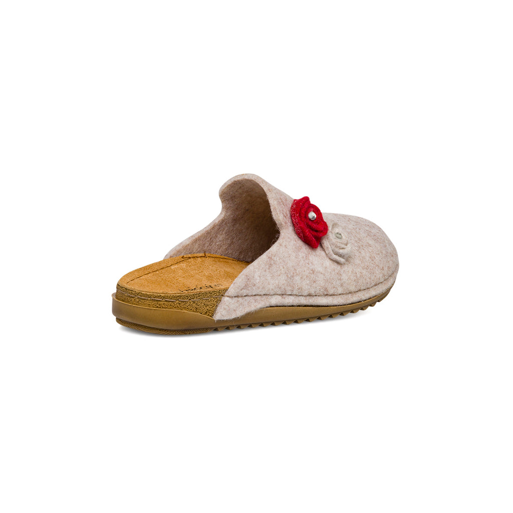 Ciabatte beige in feltro da Donna con fiori De Fonseca