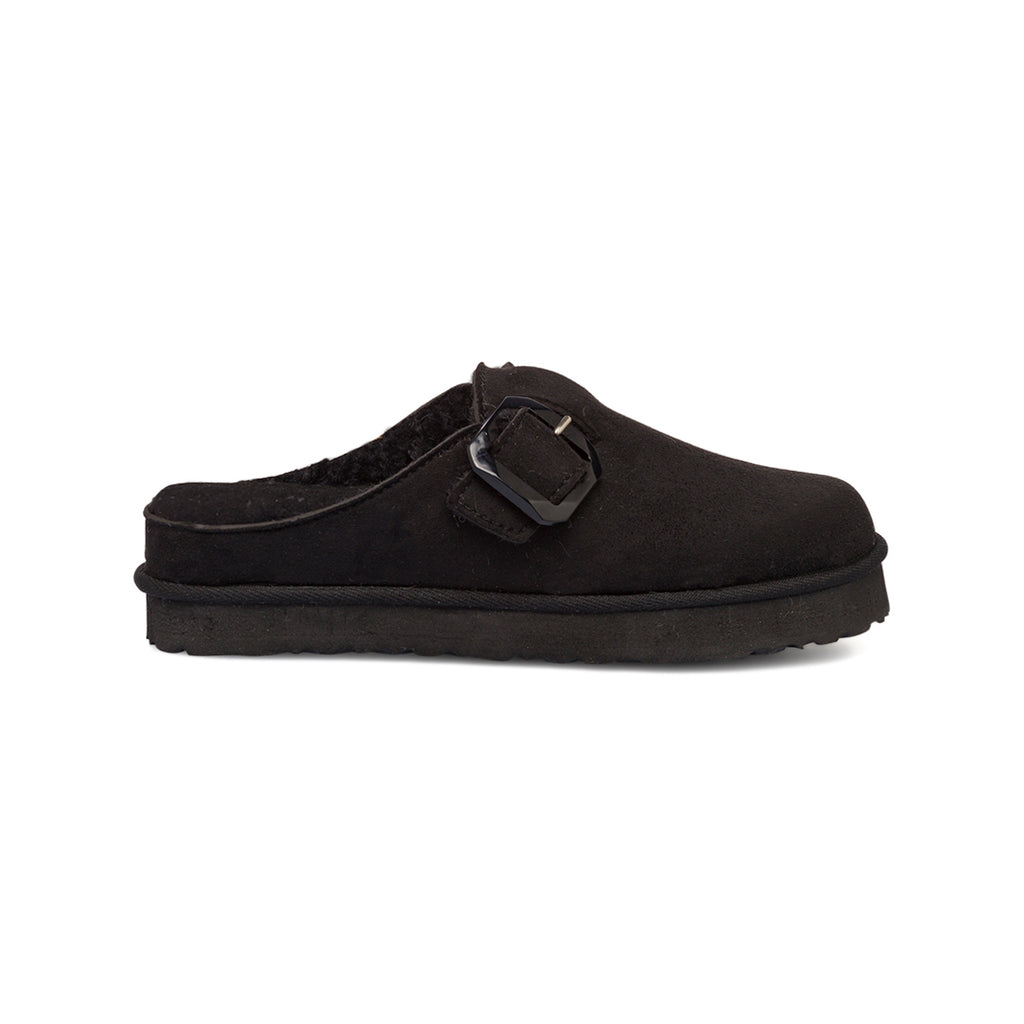 Ciabatte nere da Donna Inblu con fibbia effetto scamosciato