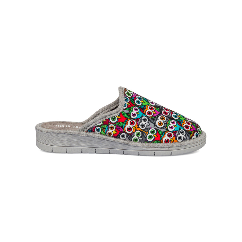 Pantofole multicolore da Donna con gufi Italia Trend