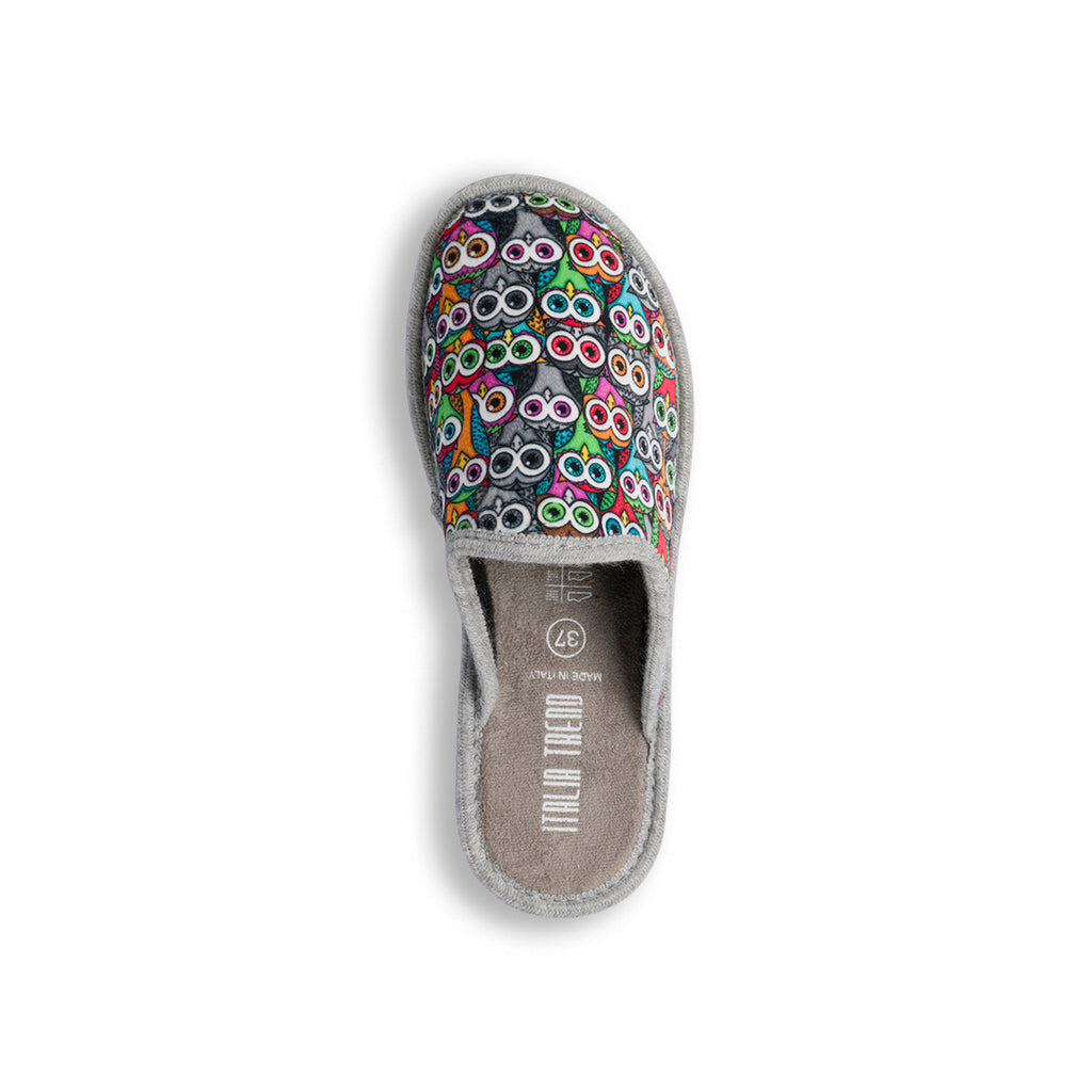 Pantofole multicolore da Donna con gufi Italia Trend