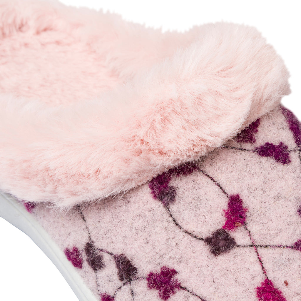 Pantofole rosa da Donna in tessuto con pelo sintetico Italia Trend