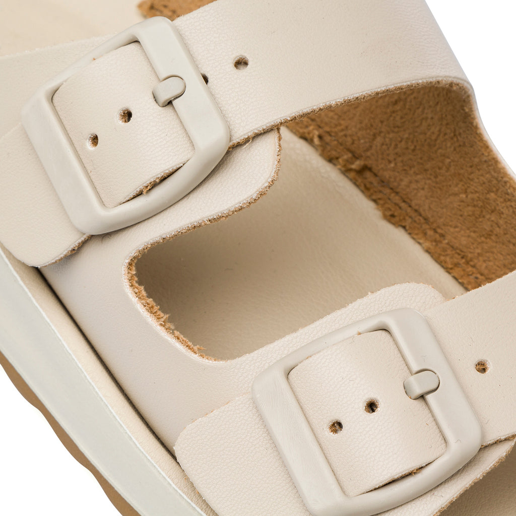 Ciabatte beige in gomma con doppia fibbia da Donna Fly Flot