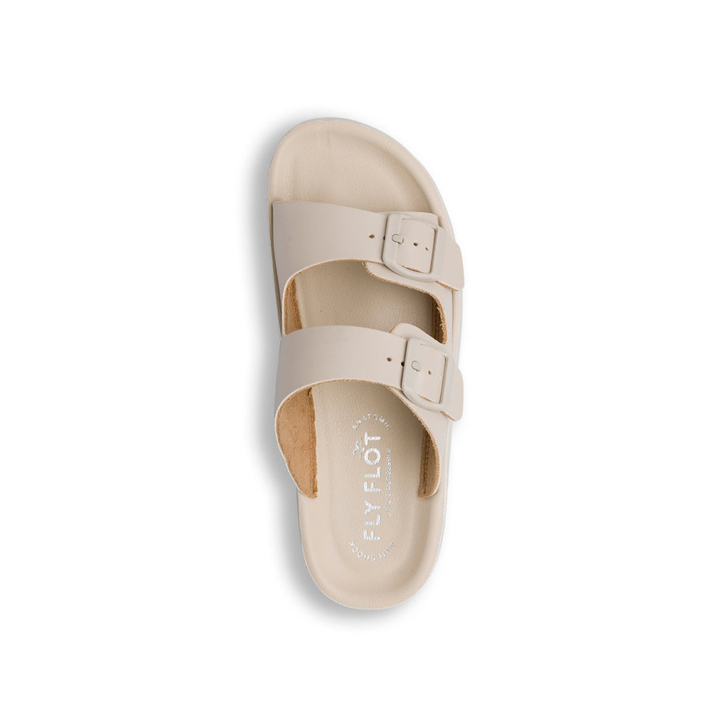 Ciabatte beige in gomma con doppia fibbia da Donna Fly Flot