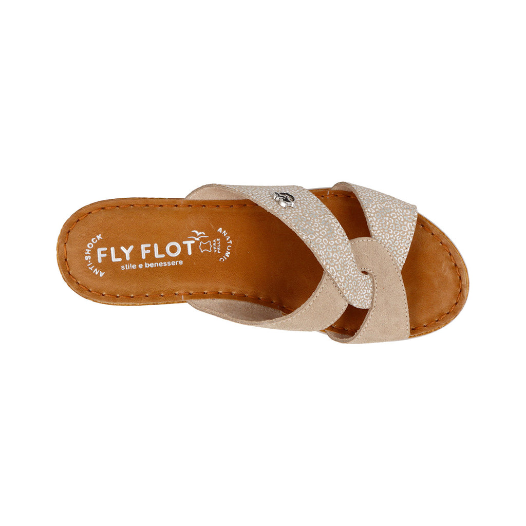 Ciabatte beige da Donna con dettaglio incrociato e stampa animalier Fly Flot