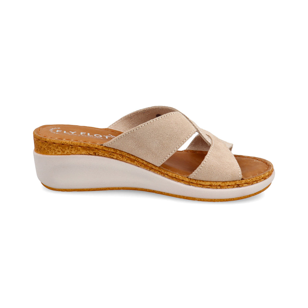 Ciabatte beige da Donna con dettaglio incrociato e stampa animalier Fly Flot