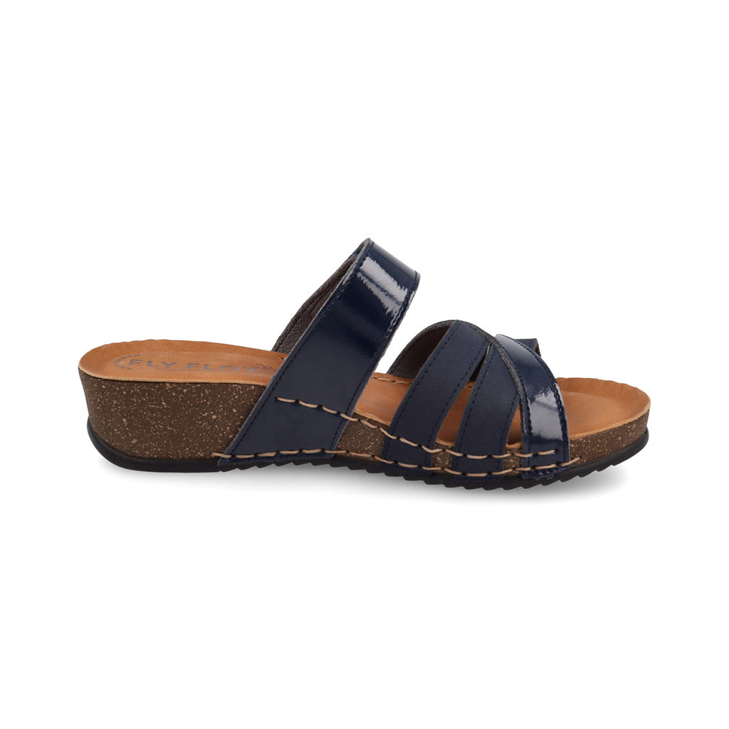 Ciabatte con zeppa blu e dettaglio incrociato da Donna Fly Flot