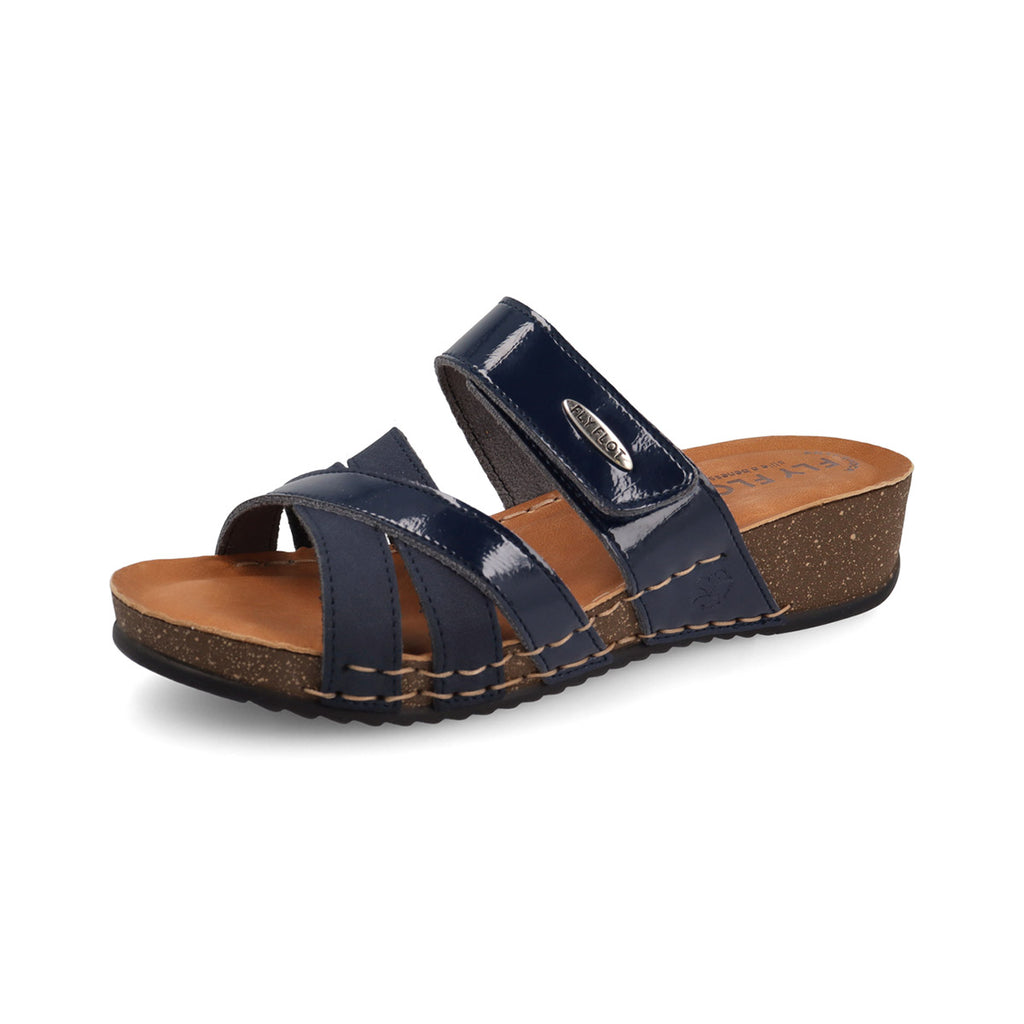 Ciabatte con zeppa blu e dettaglio incrociato da Donna Fly Flot