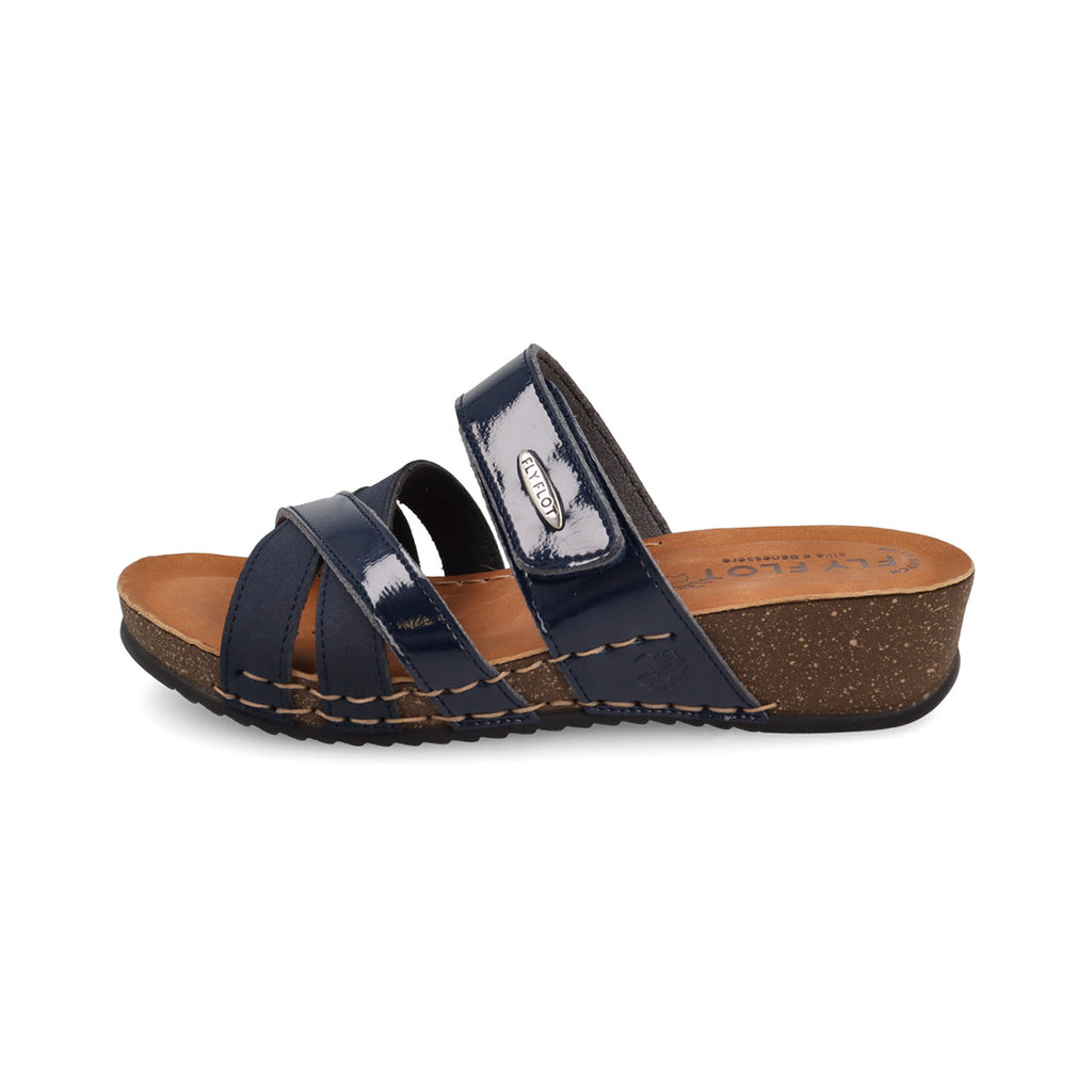 Ciabatte con zeppa blu e dettaglio incrociato da Donna Fly Flot