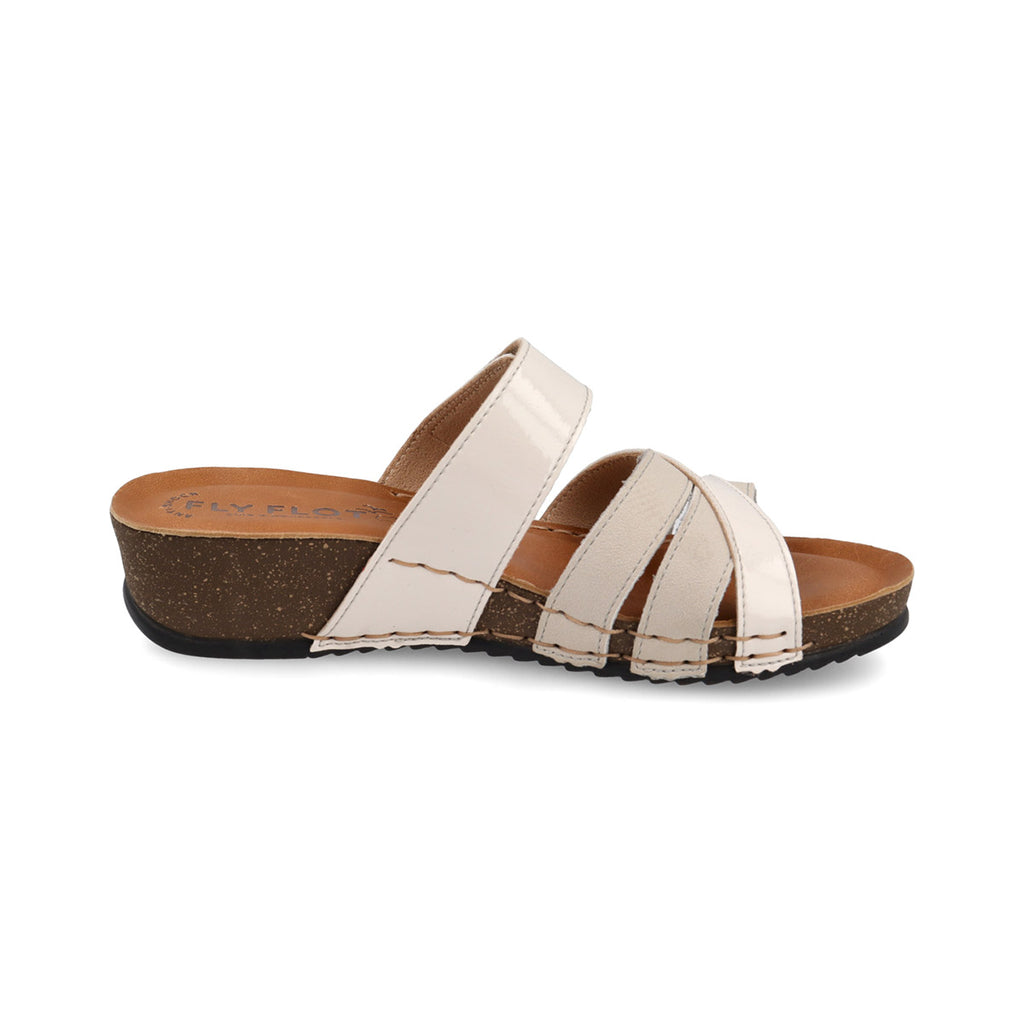 Ciabatte con zeppa beige e dettaglio inclociato da Donna Fly Flot