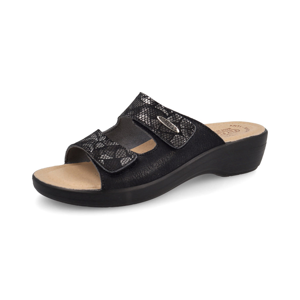 Ciabatte nere da Donna con doppio strappo e dettaglio luminoso Fly Flot