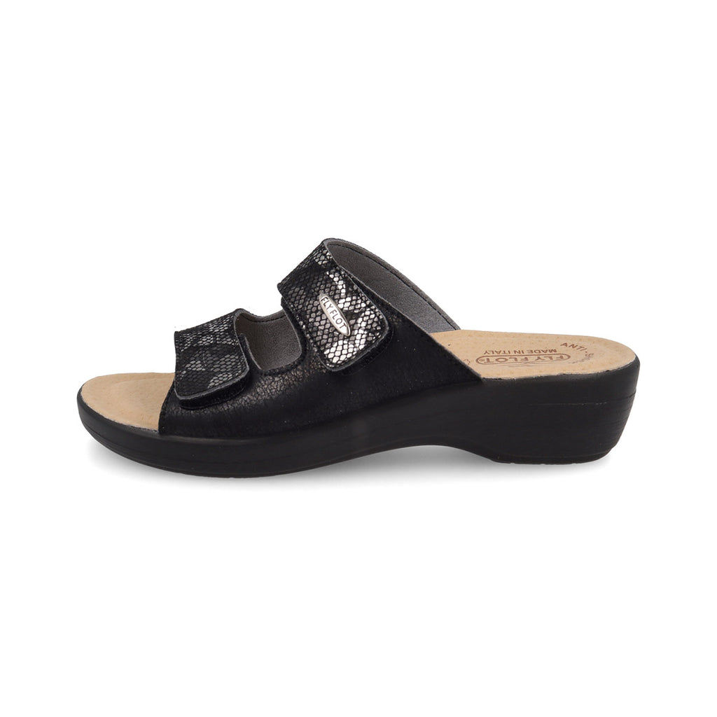 Ciabatte nere da Donna con doppio strappo e dettaglio luminoso Fly Flot