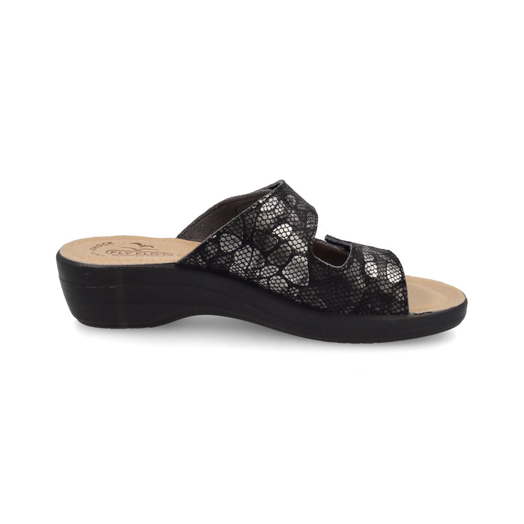 Ciabatte nere da Donna con doppio strappo e dettaglio luminoso Fly Flot