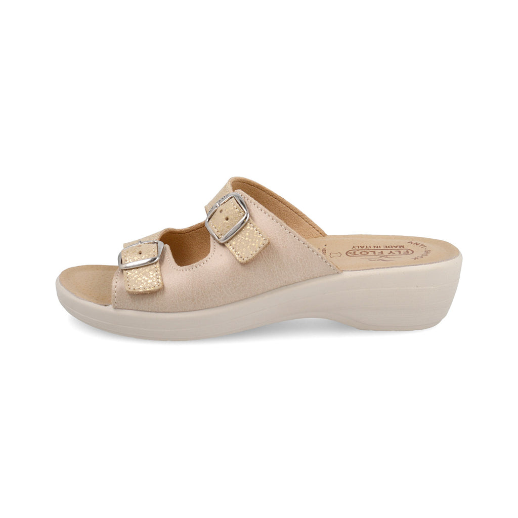 Ciabatte Beige da Donna con doppia fibbia e dettaglio luminoso Fly Flot