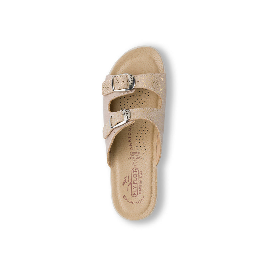 Ciabatte Beige da Donna con doppia fibbia e dettaglio luminoso Fly Flot
