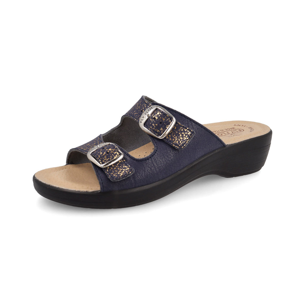 Ciabatte blu da Donna con doppia fibbia e dettaglio luminoso Fly Flot