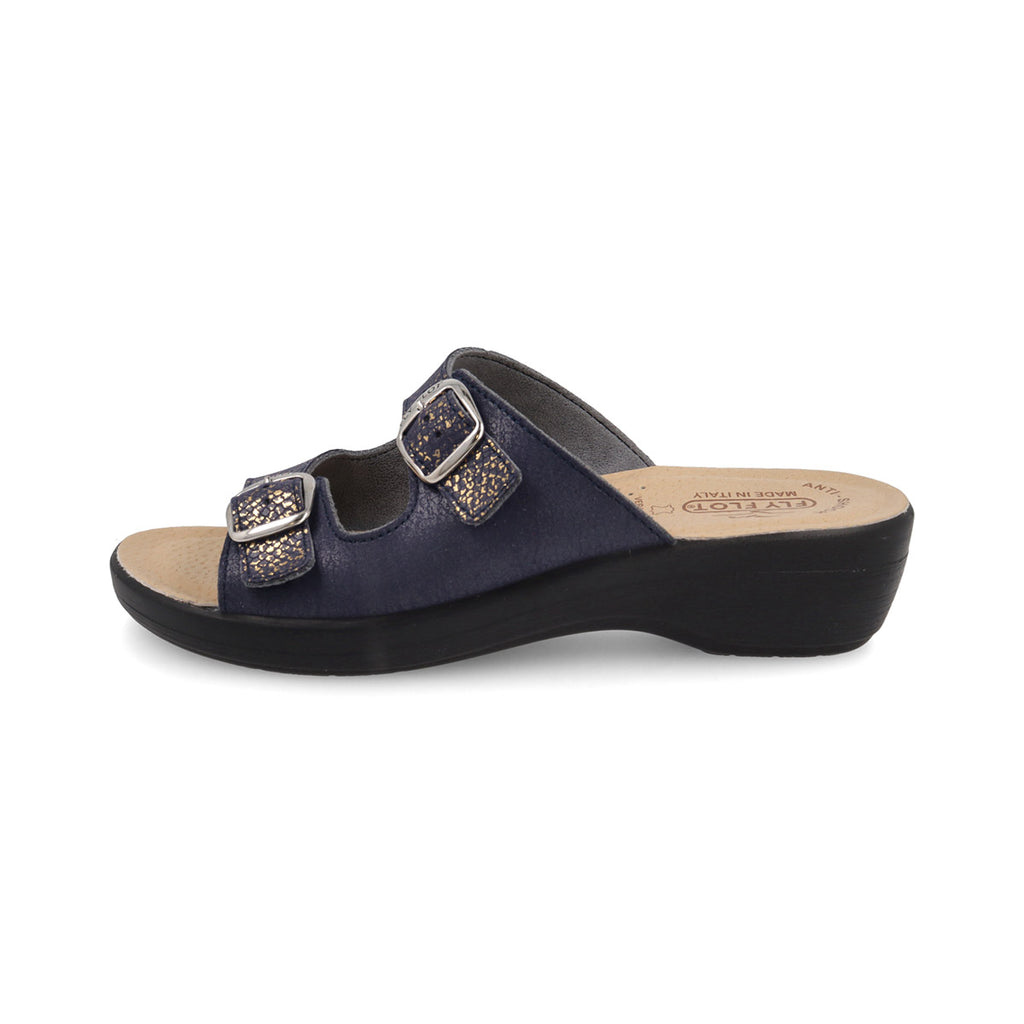 Ciabatte blu da Donna con doppia fibbia e dettaglio luminoso Fly Flot