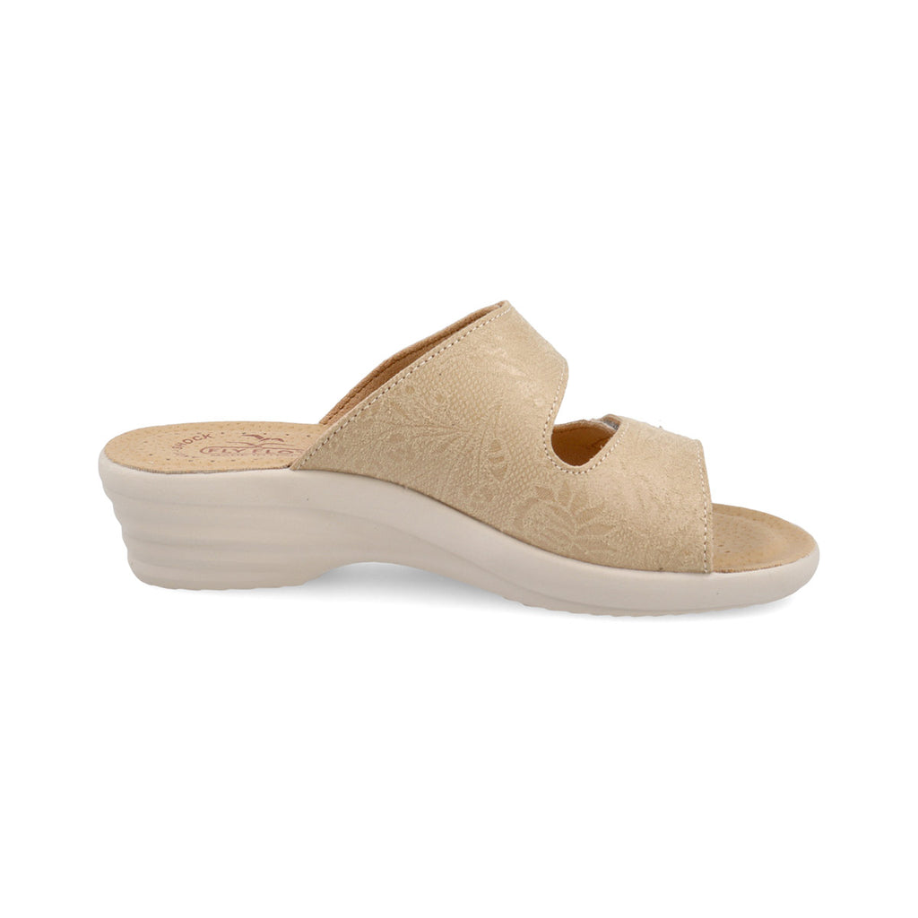 Ciabatte beige da Donna con zeppa e doppio strappo Fly Flot