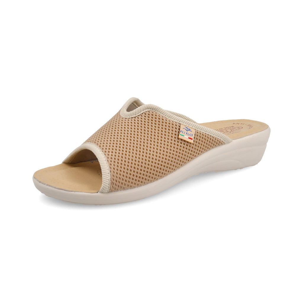 Ciabatte beige da Donna in tessuto traforato Fly Flot