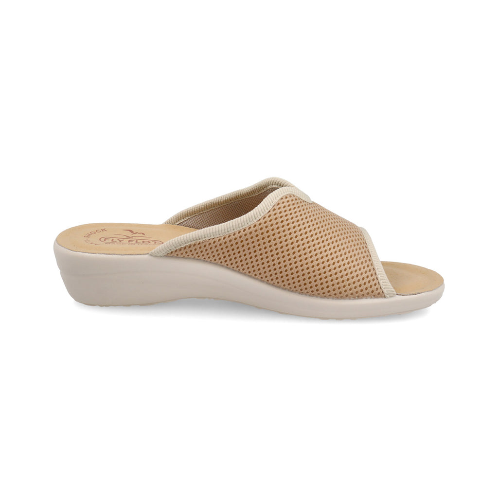 Ciabatte beige da Donna in tessuto traforato Fly Flot