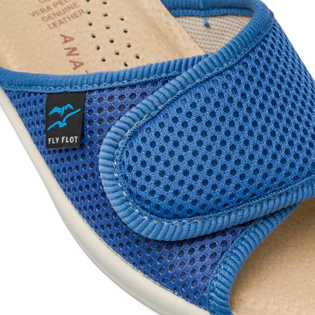 Ciabatte a fascia blu da Donna con soletta in pelle Fly Flot