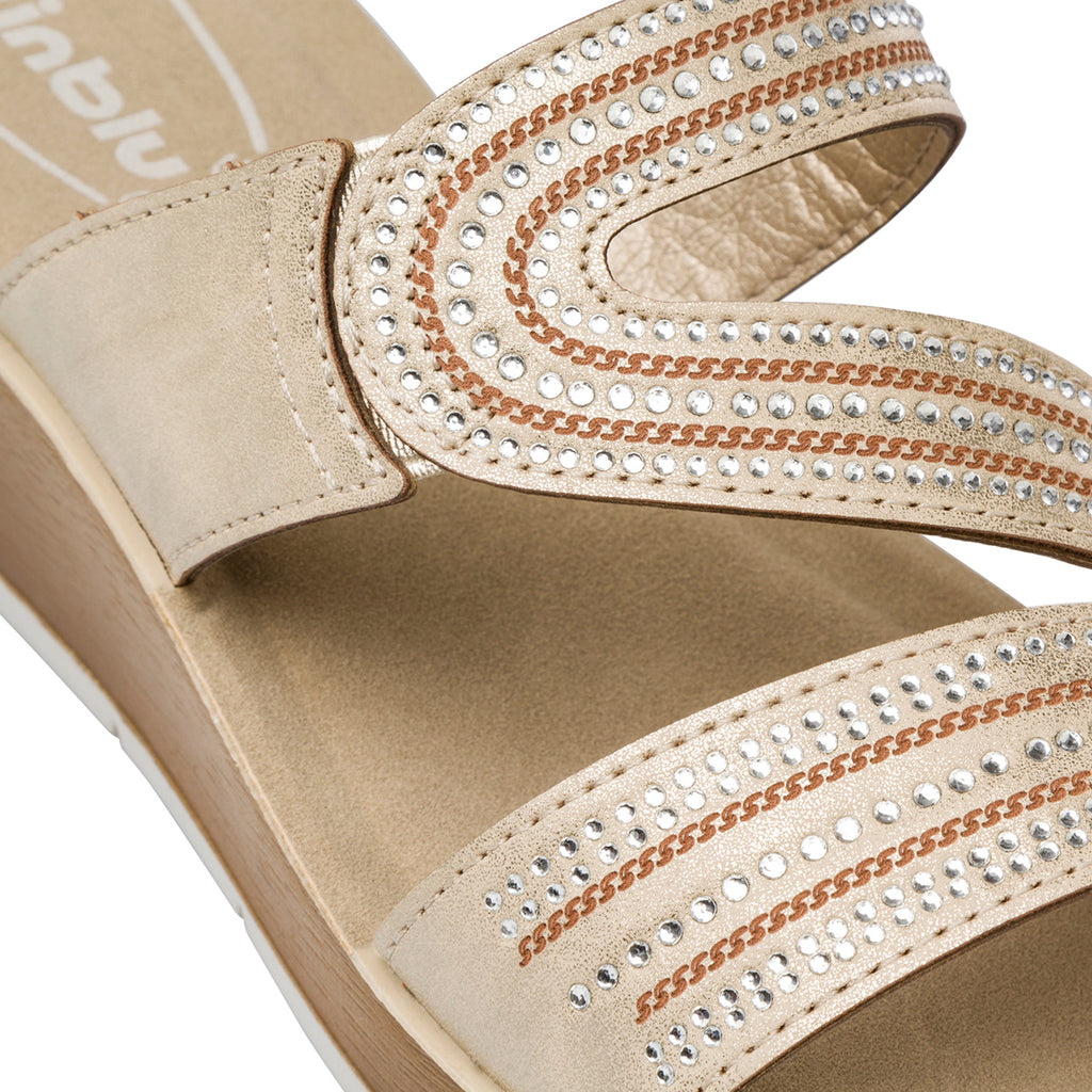 Ciabatte beige da Donna con zeppa e strass decorative Inblu