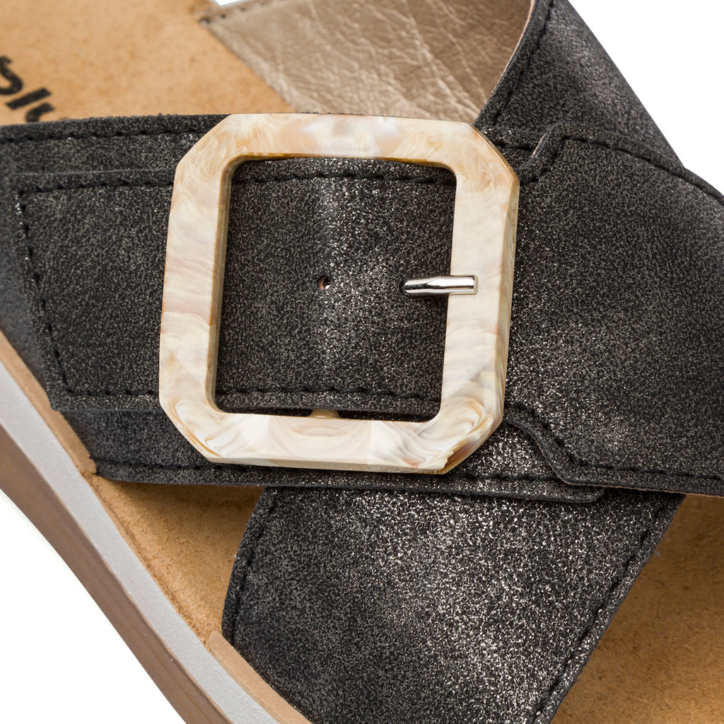 Ciabatte nere da Donna con fascia incrociata e fibbia regolabile Inblu