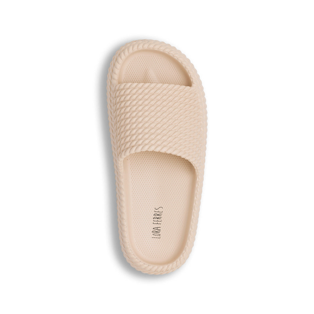 Ciabatte beige da Donna con fascia effetto corda Lora Ferres On The Beach