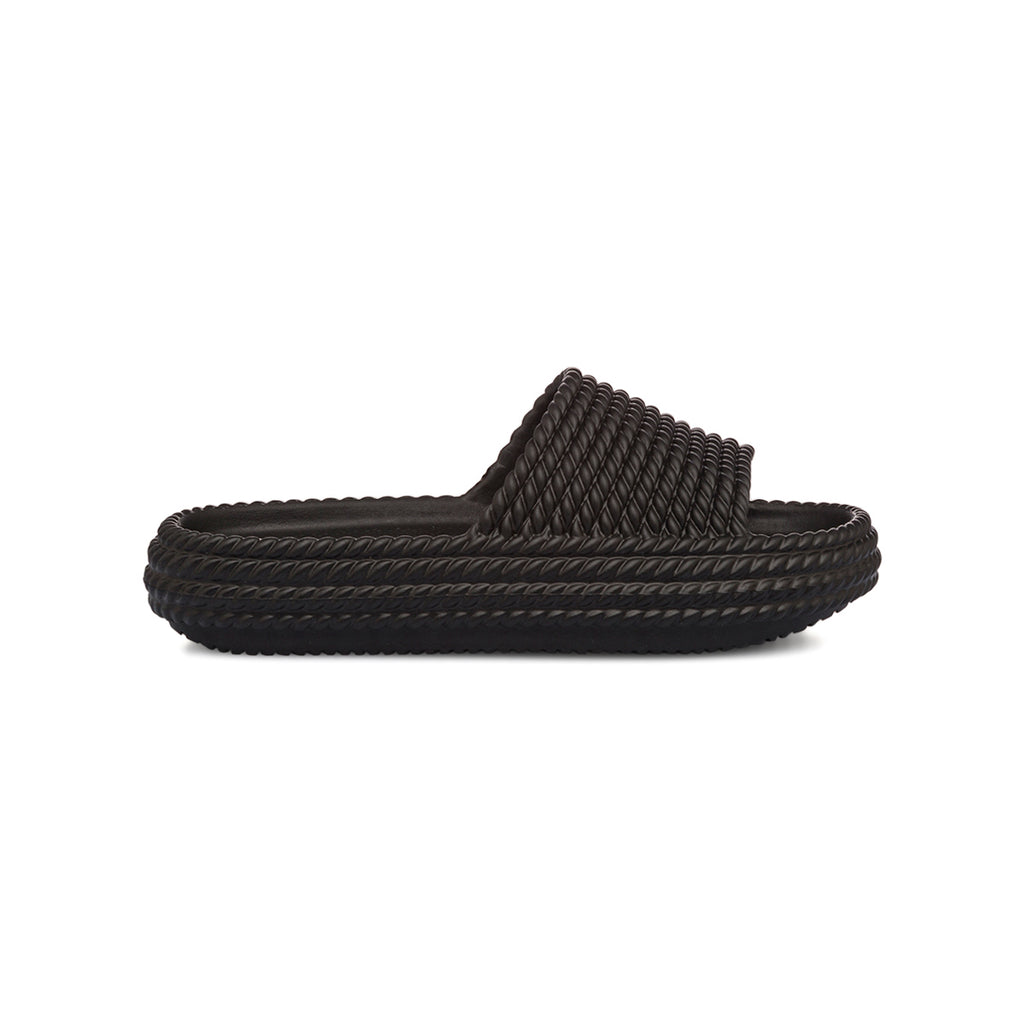 Ciabatte nere da Donna con fascia effetto corda Lora Ferres On The Beach