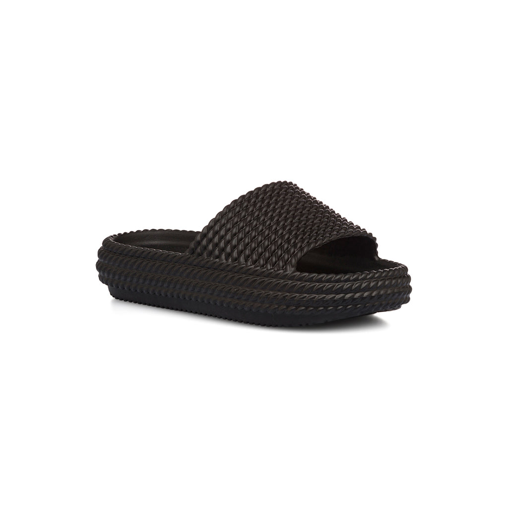 Ciabatte nere da Donna con fascia effetto corda Lora Ferres On The Beach