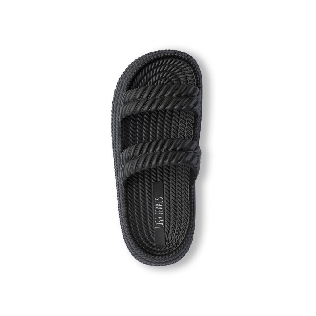 Ciabatte nere da Donna con fascia intrecciata Lora Ferres On The Beach
