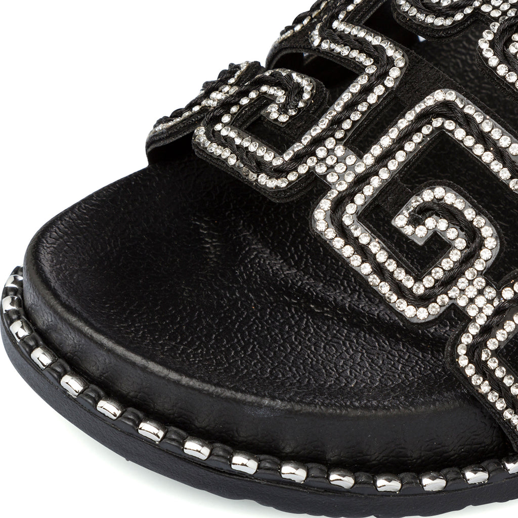 Ciabatte Nere da Donna con motivo Strass Solo Soprani