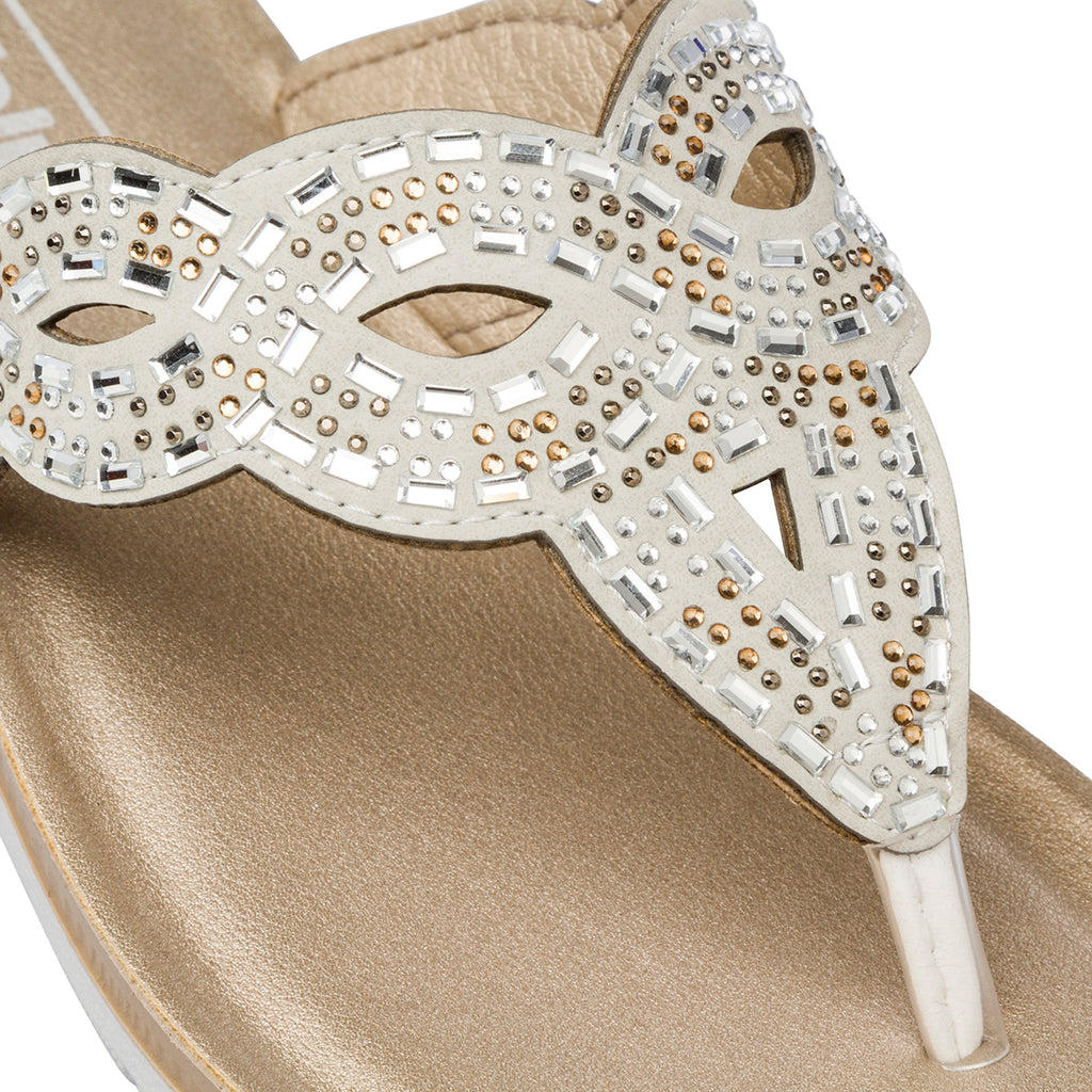 Ciabatte infradito Bianche da Donna con dettagli strass e zeppa Inblu