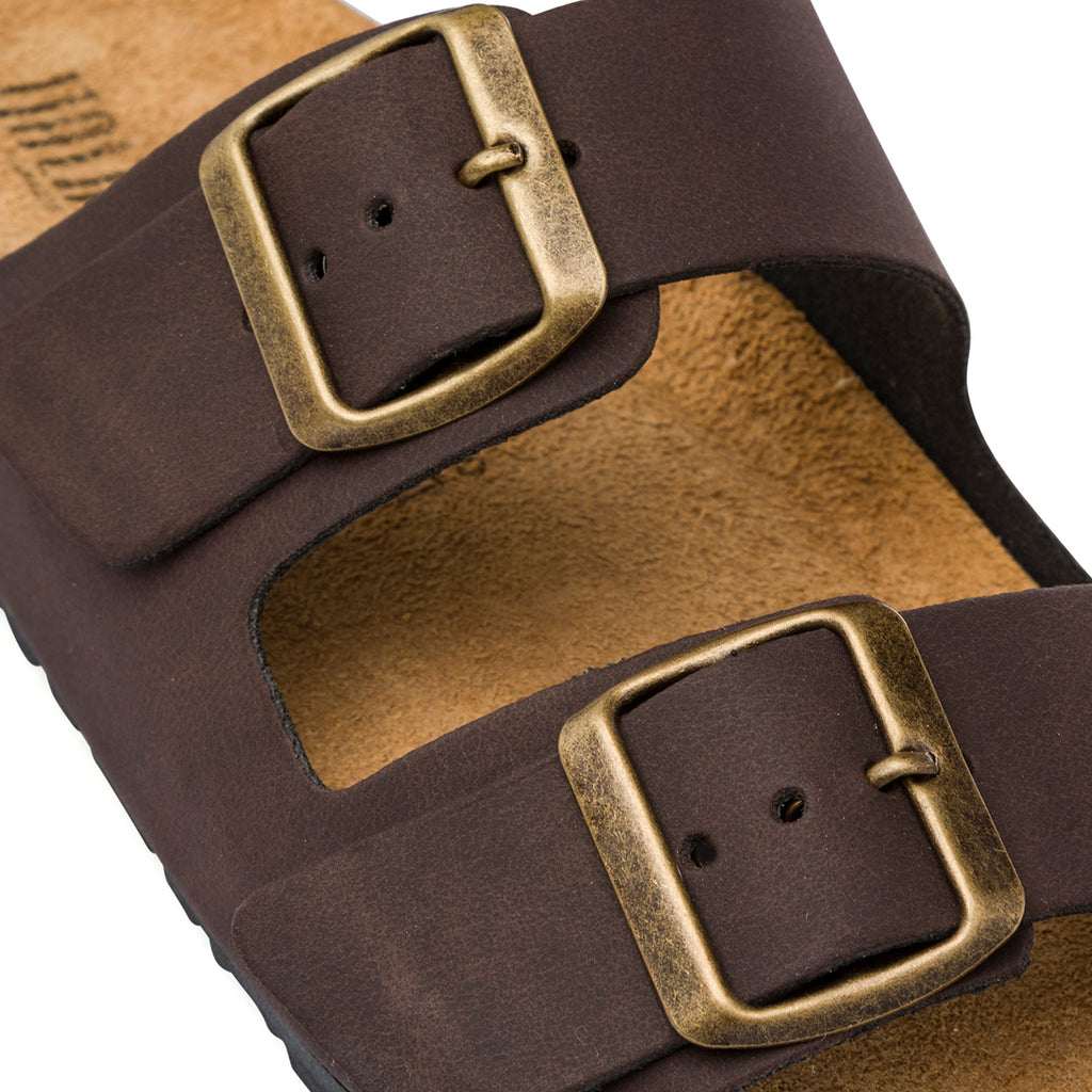 Ciabatte Marroni da Donna con Fibbie Regolabili e Suola in Sughero Italia Trend