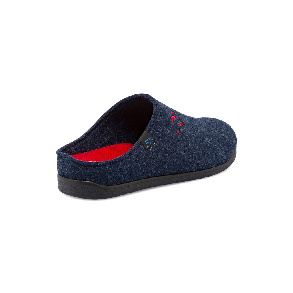 Ciabatte da uomo blu in tessuto con dettagli rossi Fly Flot